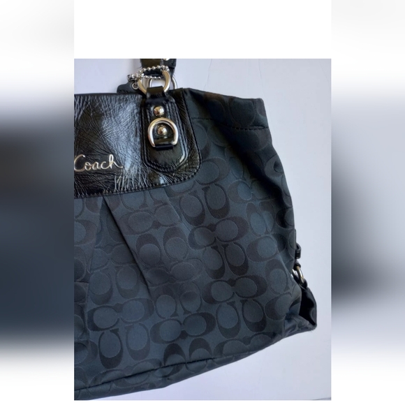 Coach Ashley Signature Carryall Shoulder Tote Bag Purse F15510 Black See… - Picture 7 of 16